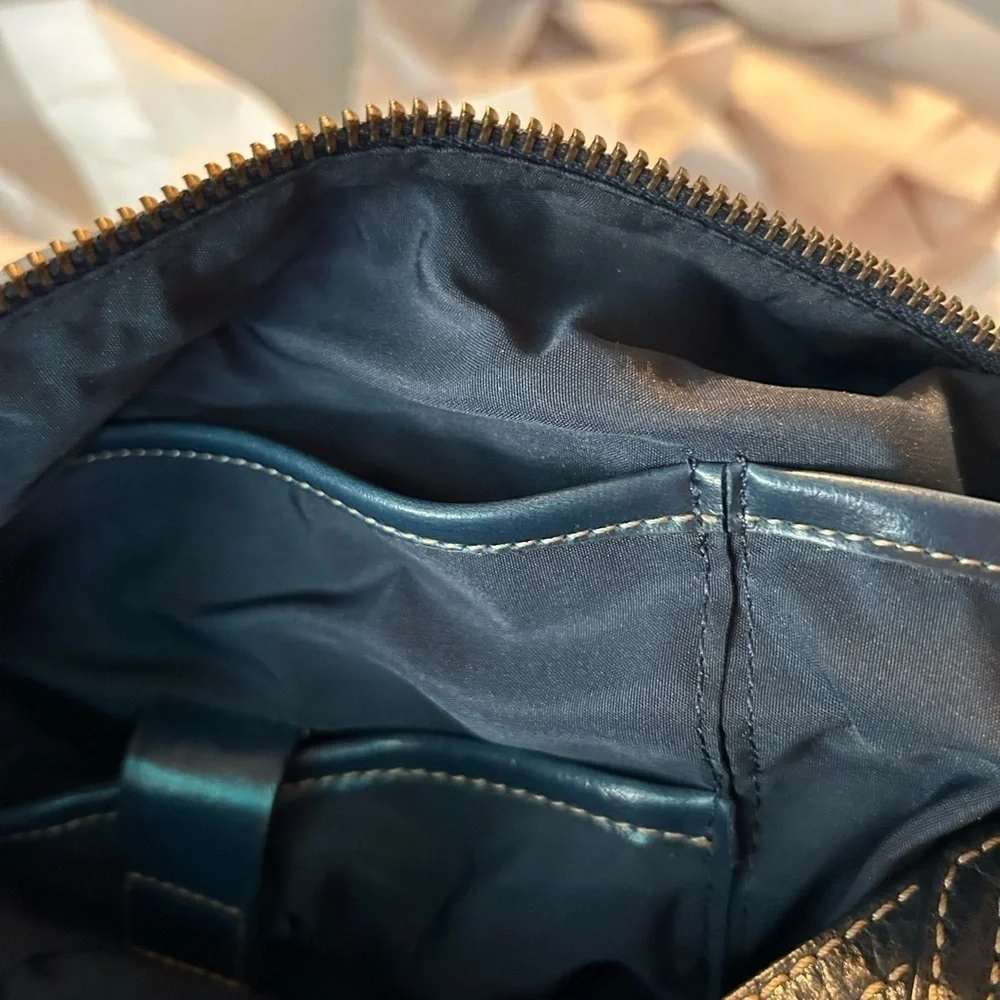 Vintage NWT Wilsons Navy Leather Hobo Handbag